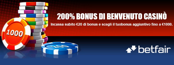 Betfair Casino Bonus di Benvenuto